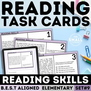 Preview of ELA Small Groups Short Reading Comprehension Grade 3 4 5 Task Cards