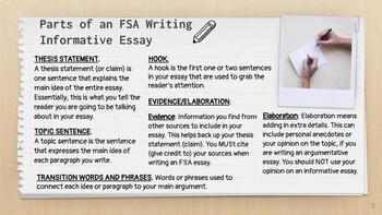 Preview of FSA Writing Informative Essay - Rubrics, Examples, and Group Collaboration
