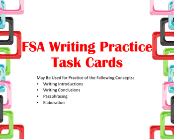 Preview of FSA Writing Task Cards:  Introductions and Conclusions (Elaboration, too!)