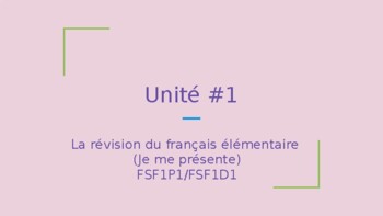 Preview of 9ième année Unité #1 - diapos - Je me présente (révision catholique)