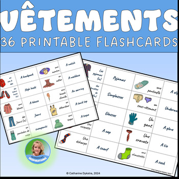 Preview of FRENCH CARTES MEMOIRE LES VETEMENTS 2-sided illustrated Clothing flashcards