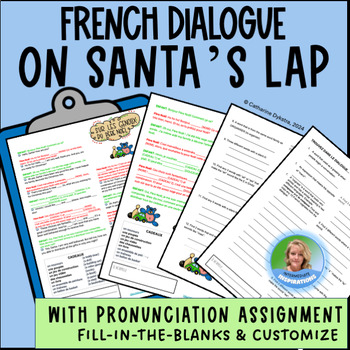 Preview of FRENCH CHRISTMAS Dialogue Customizable Worksheet Reading Pronunciation Vocab