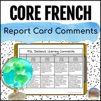Preview of Core French Report Card Comments