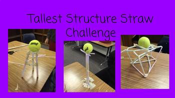Preview of FSL STEM Challenge Card for A1 Learners: Tallest Structure Straw Challenge