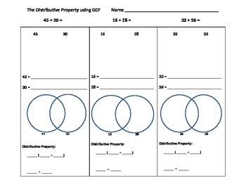 Preview of The Distributive Property using GCF