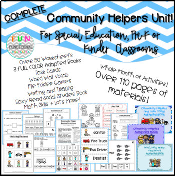 Preview of FULL Community Helpers Unit for Special Education, Autism, Pre/K Kinder