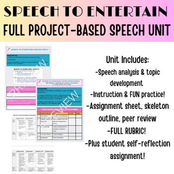 Preview of FULL Project-based Speech to Entertain Assignment Bundle! (Public Speaking)