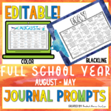 FULL SCHOOL YEAR PROMPT CALENDAR BUNDLE - Daily  EDITABLE 