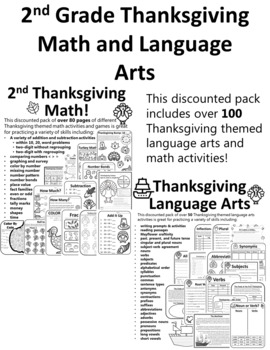 Preview of 2nd Thanksgiving Activities 2nd Grade Math & Language Thanksgiving 2nd Second