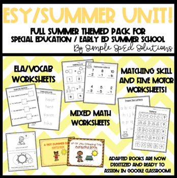 Preview of FULL Summer Unit for Special Education, Autism, ESY, Pre/K Kinder
