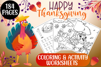 Preview of FULL THANKSGIVING ACTIVITY & COLORING BOOK for KIDS