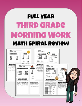 Preview of FULL YEAR 3rd Grade Morning Work - Math Spiral Review