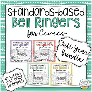 Preview of FULL YEAR BUNDLE: Standards-Based Bell Ringers for Civics & American Government