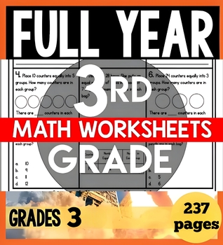 Preview of FULL YEAR MATH Workbook | 21 LESSON PLAN | 237 PAGES | MULTIPLICATION & DIVISION