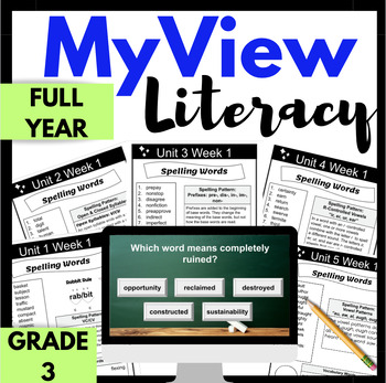 Preview of FULL YEAR MyView Literacy Grade 3 Spelling Vocabulary Special Ed Back to School
