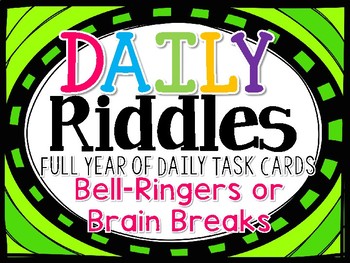 Preview of BRAIN TEASERS - FULL YEAR Pack of Daily RIDDLE CARDS