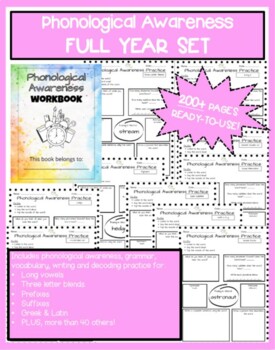 Preview of FULL YEAR Phonological Awareness Practice 200+ Tasks READY TO PRINT!