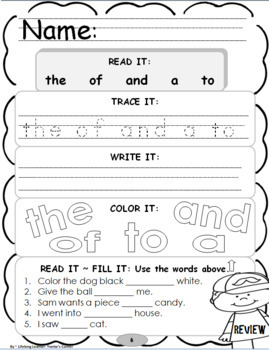 FULL YEAR Sight Words Kindergarten (No! Prep!)-Printables...DISTANCE ...