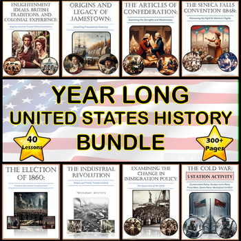 Preview of FULL YEAR! United States History Bundle 300+ Pages of PPs, DBQs, and Activities