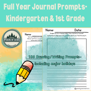 Preview of FULL YEAR Writing and Drawing Prompts for Kindergarteners & 1st Graders