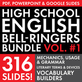 High School English Bell Ringers Vol. 1, Vocabulary, Grammar & Literary Terms