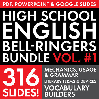 Preview of High School English Bell Ringers Vol. 1, Vocabulary, Grammar & Literary Terms