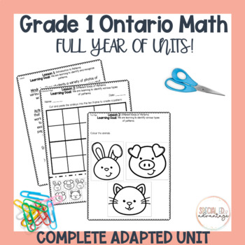 Preview of FULL Year Units Grade 1 Ontario Math Adapted for Special Ed and ESL