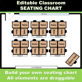 Preview of FULLY EDITABLE CLASSROOM SEATING CHART (assigned seating for desks AND carpet!)