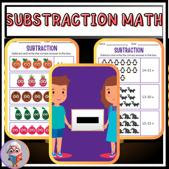 Preview of FUN AND COLORFUL KINDERGATEN SUBSTRACTION WORKBOOK