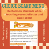 FUN All About Me + Email Skills Choice Board Menu for ELA 