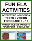 NONFICTION READING RESPONSE: 6 Fun ELA Activities