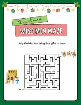 Preview of FUN Christmas Wise Men Maze Printable Help the Wise Men bring gifts Jesus Magi