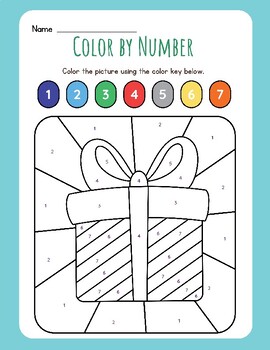 FUN Color by Number Holiday Present Gift Printable K-5 Preschool ...