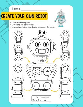 FUN Create Your Own Robot Craft: Color, Cut, Glue, Paste, Silver Brads ...