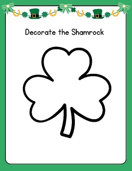 Preview of FUN Decorate the Shamrock St. Patricks Day Printable Coloring Crafts Activity