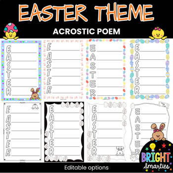 Preview of FUN EASTER THEME Acrostic Poem Story Writing Coloured and Black and White