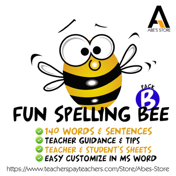 Preview of FUN & EASY Editable 100+ Words for Spelling Bee Class - Pack B (Printable)