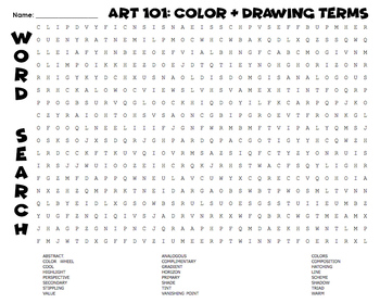 Preview of FUN & EASY Word Search: Art Terms- Color Theory, Drawing, Art Elements