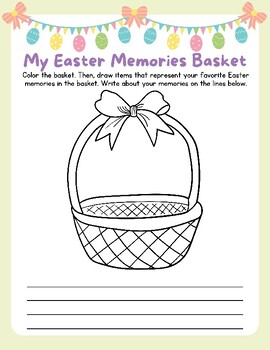 Preview of FUN Easter Memories Basket Draw & Write ELA Craft Printable Activity CUTE Color