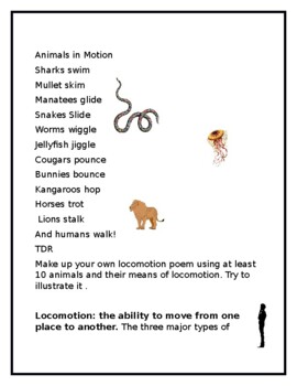 FUN FACTS WITH ANIMAL LOCOMOTION AND VOCABULARY by Tura Reese | TPT