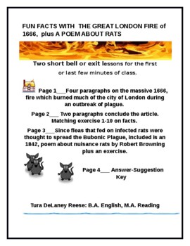 Preview of FUN FACTS WITH THE GREAT LONDON FIRE of 1666, plus A POEM ABOUT RATS