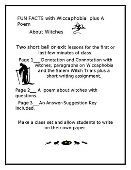 FUN FACTS WITH WICCAPHOBIA PLUS A POEM ABOUT WITCHES by Tura Reese