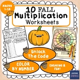 Halloween & Thanksgiving Multiplication Worksheets - Color