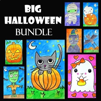 Preview of FUN HALLOWEEN BIG BUNDLE | 8 EASY Video Drawing & Watercolor Painting Projects