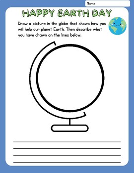 Preview of FUN Happy Earth Day Globe Craft Draw & Write ELA How I Can Help CUTE Printable