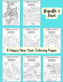 FUN! 8 Happy New Year Coloring Sheets Bundle Printable New
