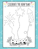 FUN Happy New Year Worksheet: Trace & Color Pencil Control