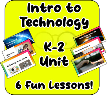 Preview of FUN Kindergarten First, Second Grade, Introduction to Technology Unit! 6 lessons