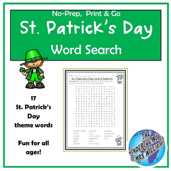 FUN Leaping Leprechauns St Patrick s Day Word Search / Word Find Puzzle