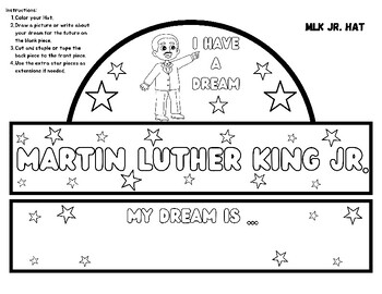 Preview of FUN Martin Luther King Jr. Day Hat Craft MLK Jr I Have a Dream CUTE Arts Crafts